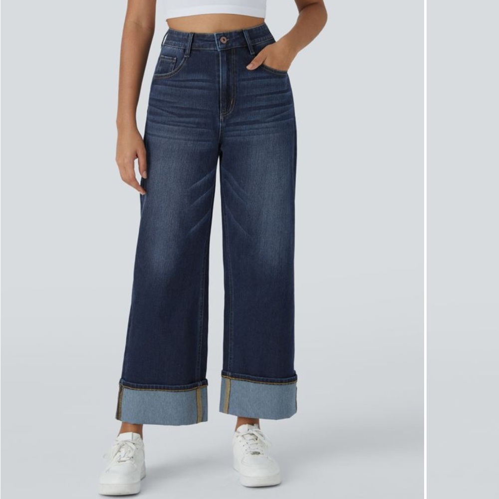 HALARA Women's Dark Blue Flare & Wide Leg Jeans